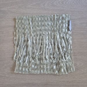 Italian silk scarf in Champagne silver, featuring a unique pleated design